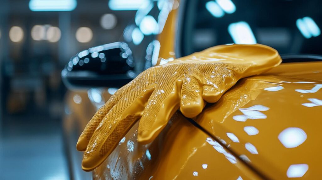 Rubber car cleaning gloves: how professional detailers protect tech car interiors